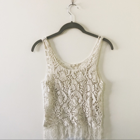 paper tee Tops - Paper + tee Boho Fringe Crochet Tank Top
